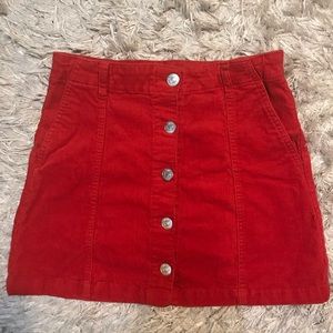 Red Forever21 Corduroy Mini Skirt